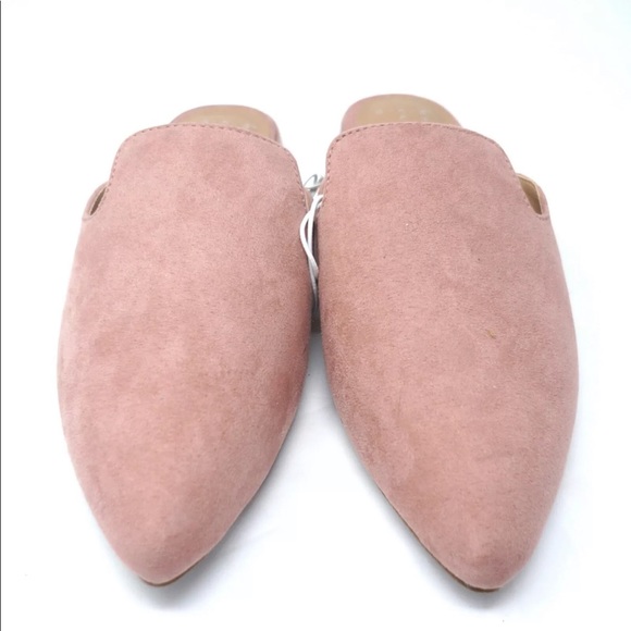 Slip On Pointed Toe Mules Flats Vegan Pink - Picture 2 of 4